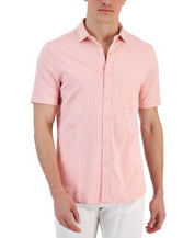 Club Room Men's Textured knit Button Up Shirt  Ash Pink Large