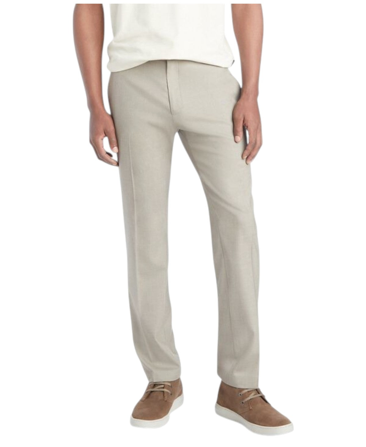 Kenneth Cole Mens Slim fit Dress Pants 34 / 30 Beige Solid Stretch