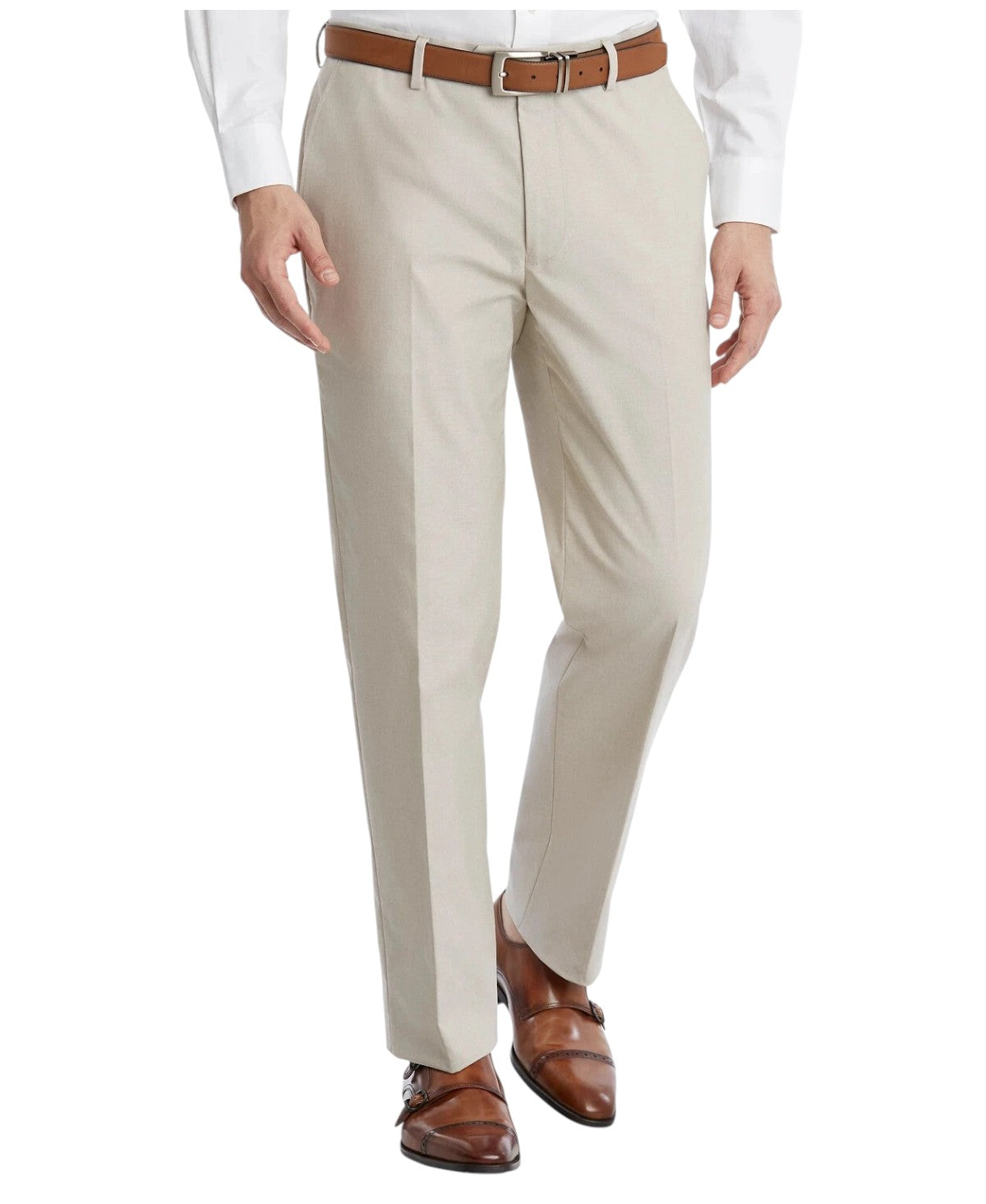 Tommy Hilfiger Mens Modern fit Dress Pants 44 / 30 Beige Solid Stretch