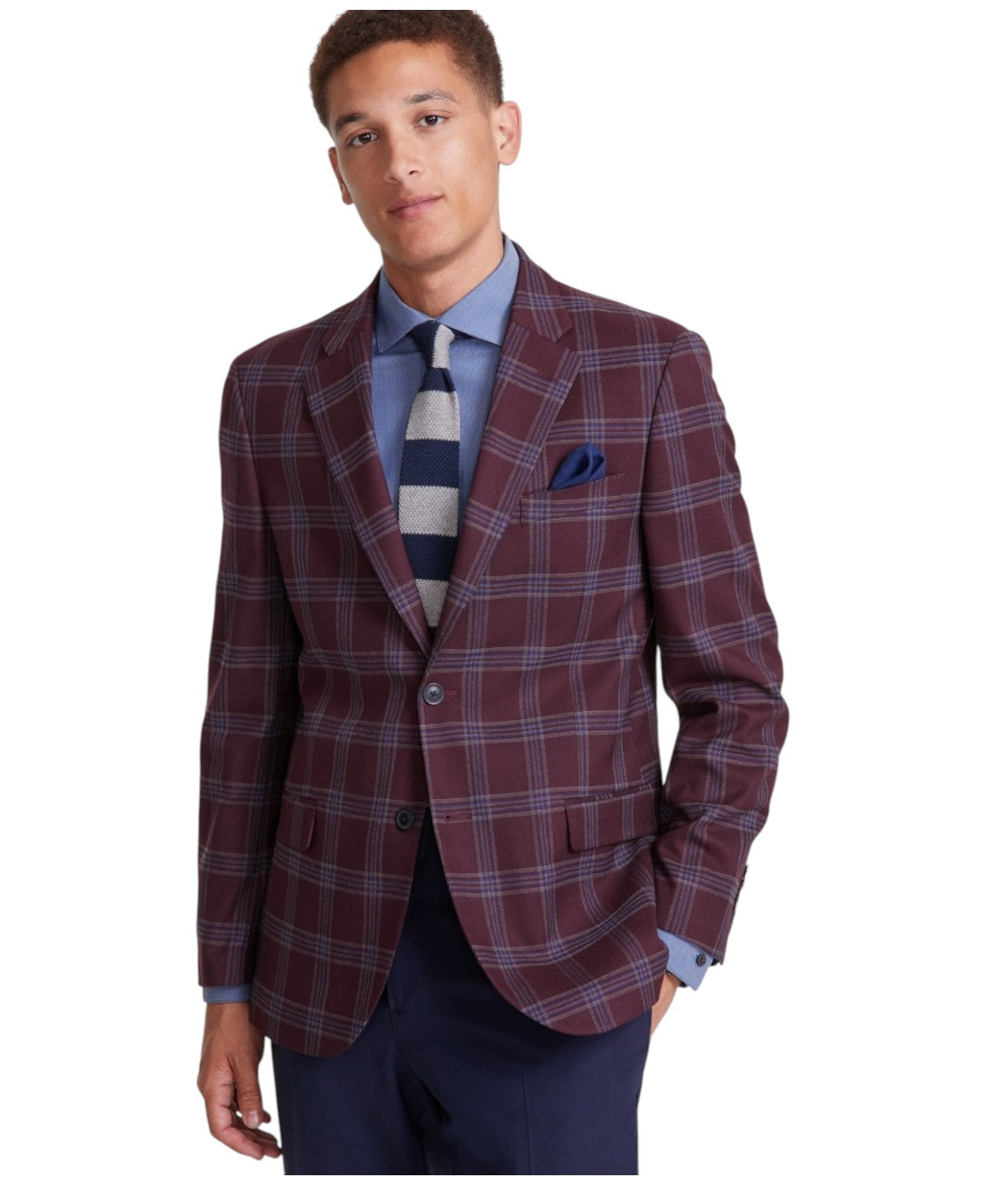 Nautica Mens Modern fit Sport Coat Blazer 38 R Red Plaid