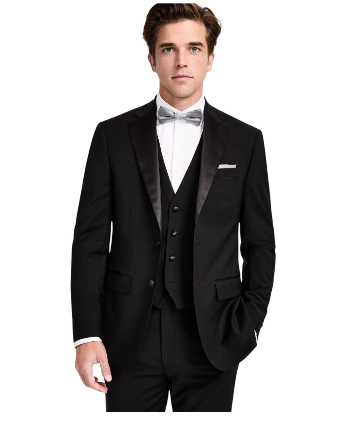 Calvin Klein Mens Slim fit Tuxedo Jacket Blazer 44 R Black Solid