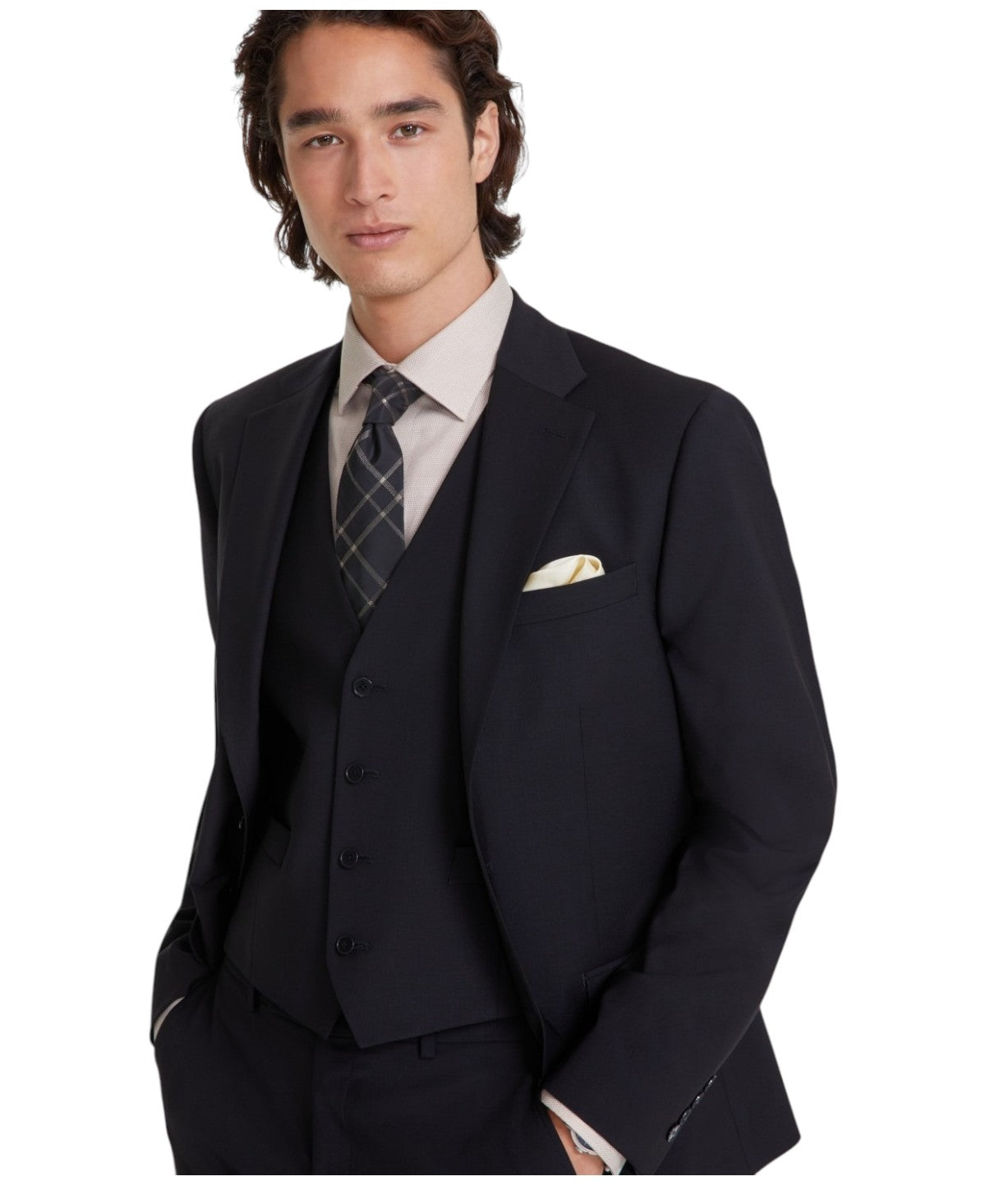 Calvin Klein Mens Slim fit Suit Jacket Blazer 44 R Black Solid Stretch