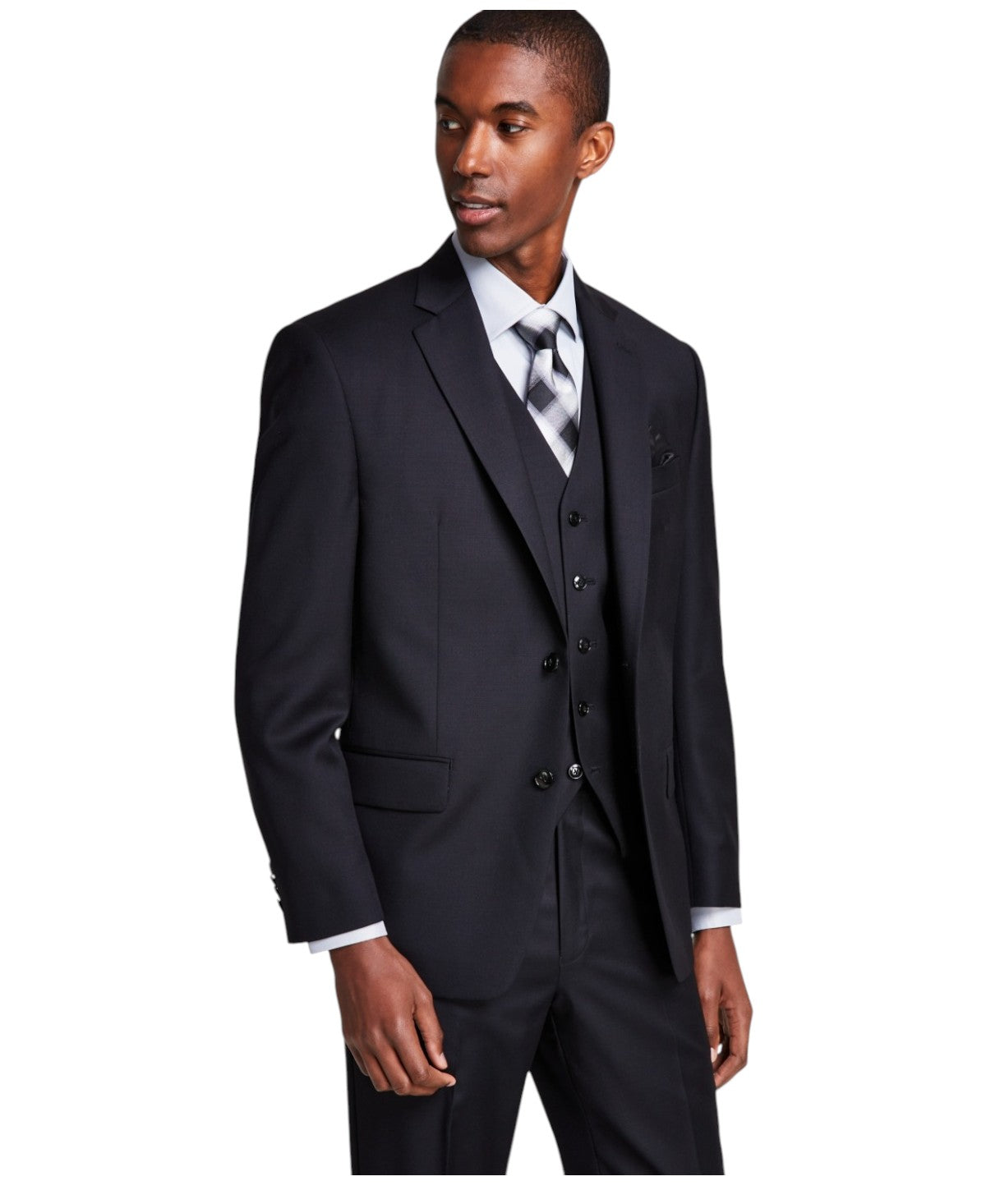Michael Kors Mens Classic-Fit Wool-Blend S Black 42L