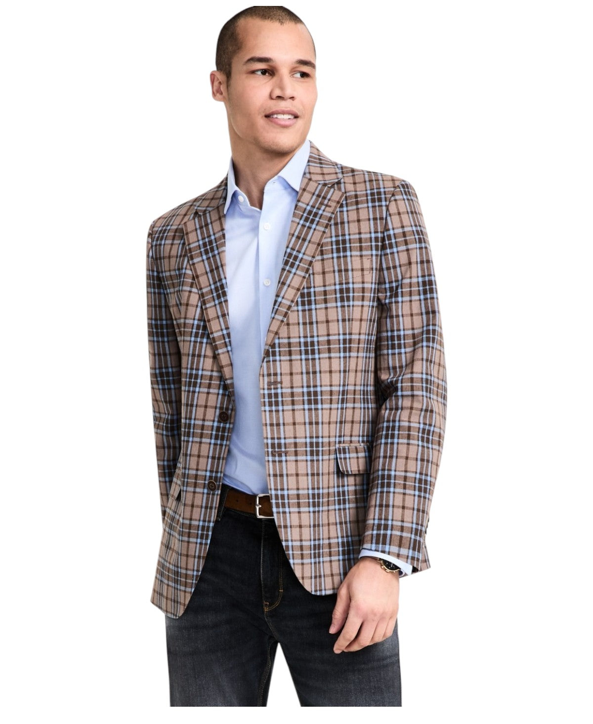 Nautica Mens Regular fit Sport Coat Blazer 42 R Brown Plaid