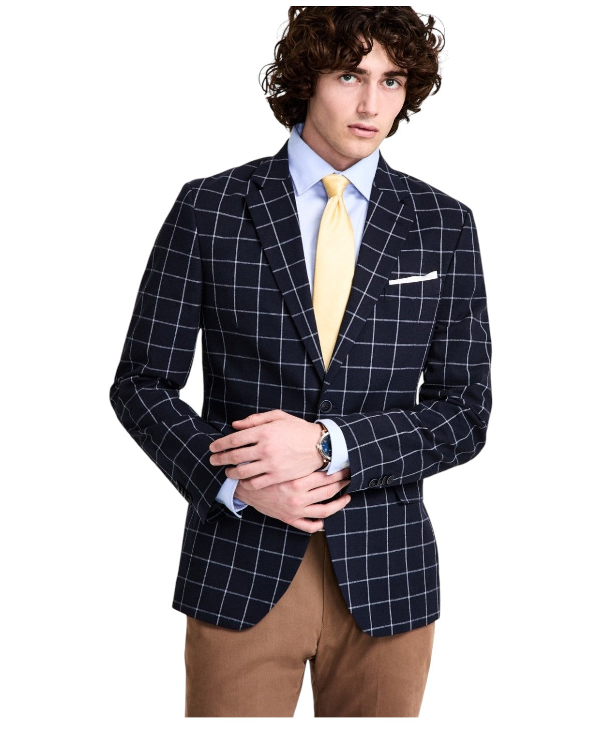 Nautica Mens Modern fit Sport Coat Blazer 36 S Dark Blue Check