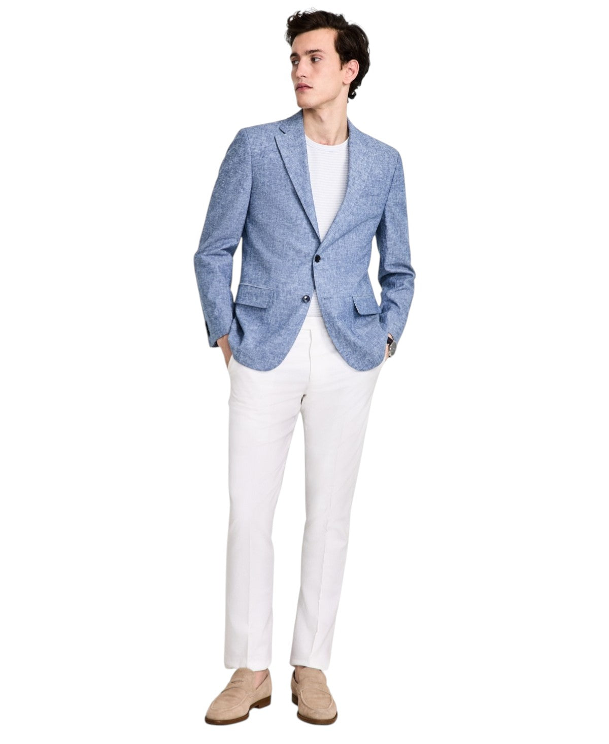 Tommy Hilfiger Mens Modern fit Sport Coat Blazer 42 S Light Blue Solid Stretch