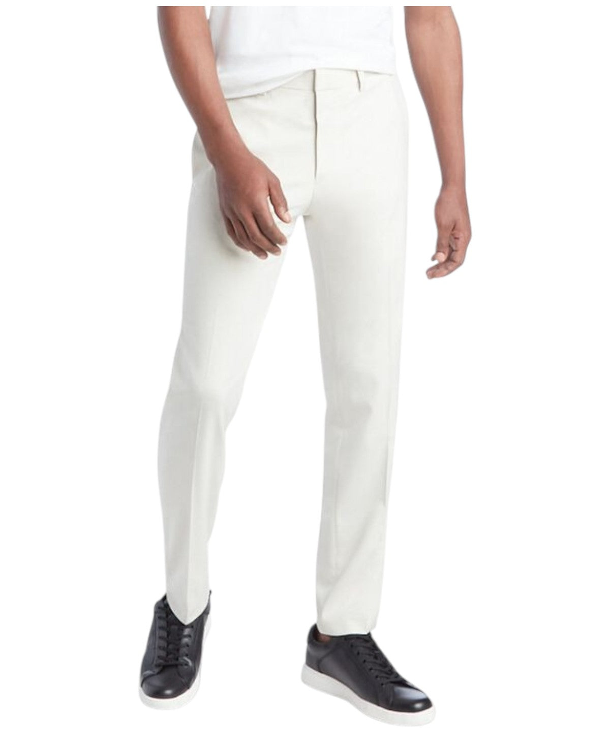 Kenneth Cole Mens Slim fit Dress Pants 34 / 30 Beige Solid Stretch