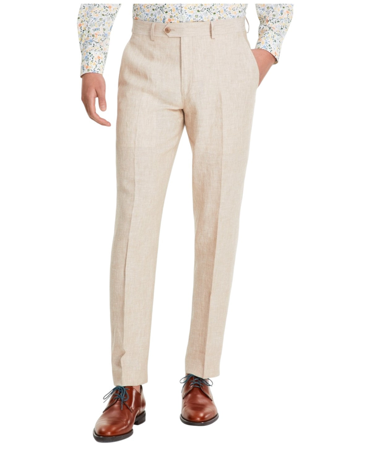 Bar Iii Mens Slim fit Dress Pants 30 / 30 Beige Solid Linen