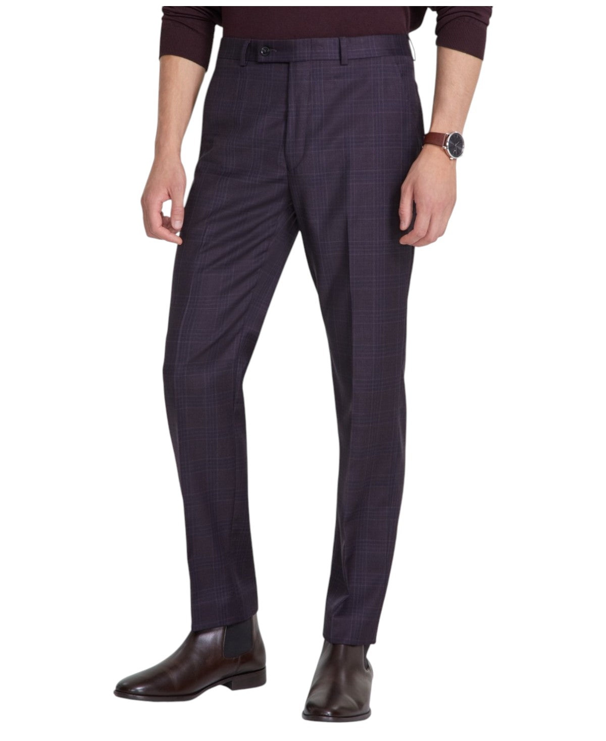 Calvin Klein Mens Slim fit Dress Pants 32 / 32 Blue Plaid Stretch