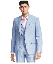 Bar Iii Mens Slim fit Suit Jacket Blazer 44 R Light Blue Solid Stretch Linen