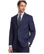 Calvin Klein Mens Slim fit Suit Jacket Blazer 40 L Navy Blue Plaid Stretch