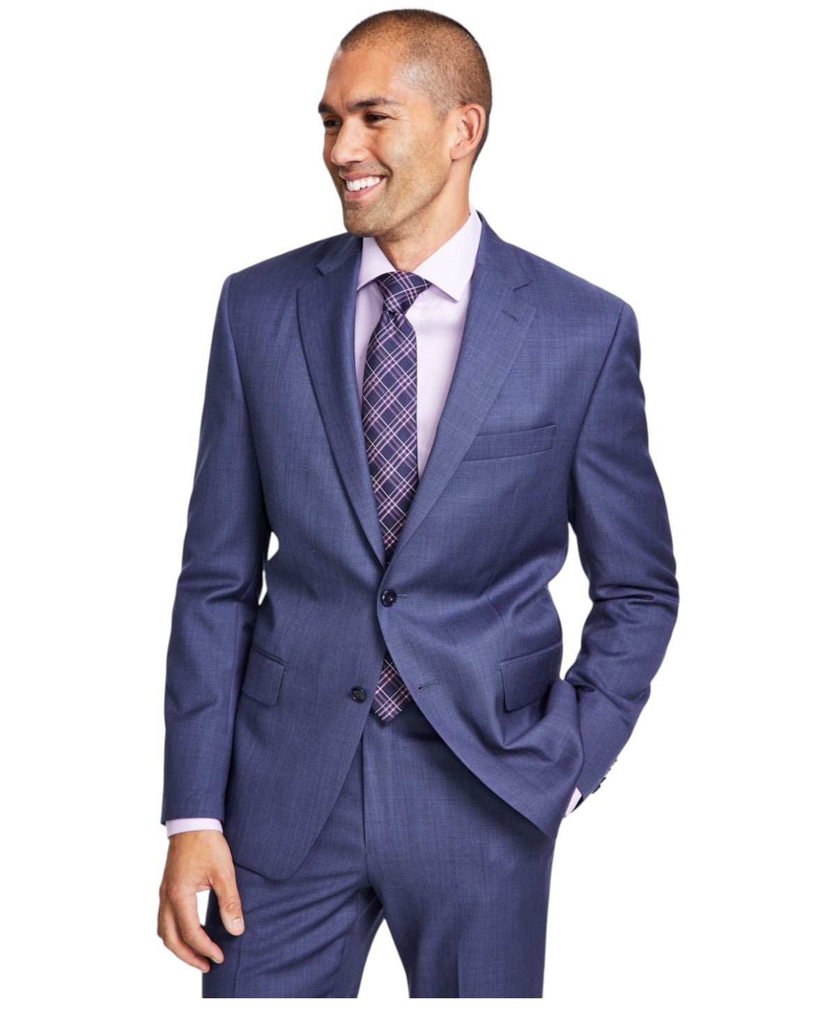 Michael Kors Mens Classic fit Suit Jacket Blazer 42 R Blue Solid Stretch