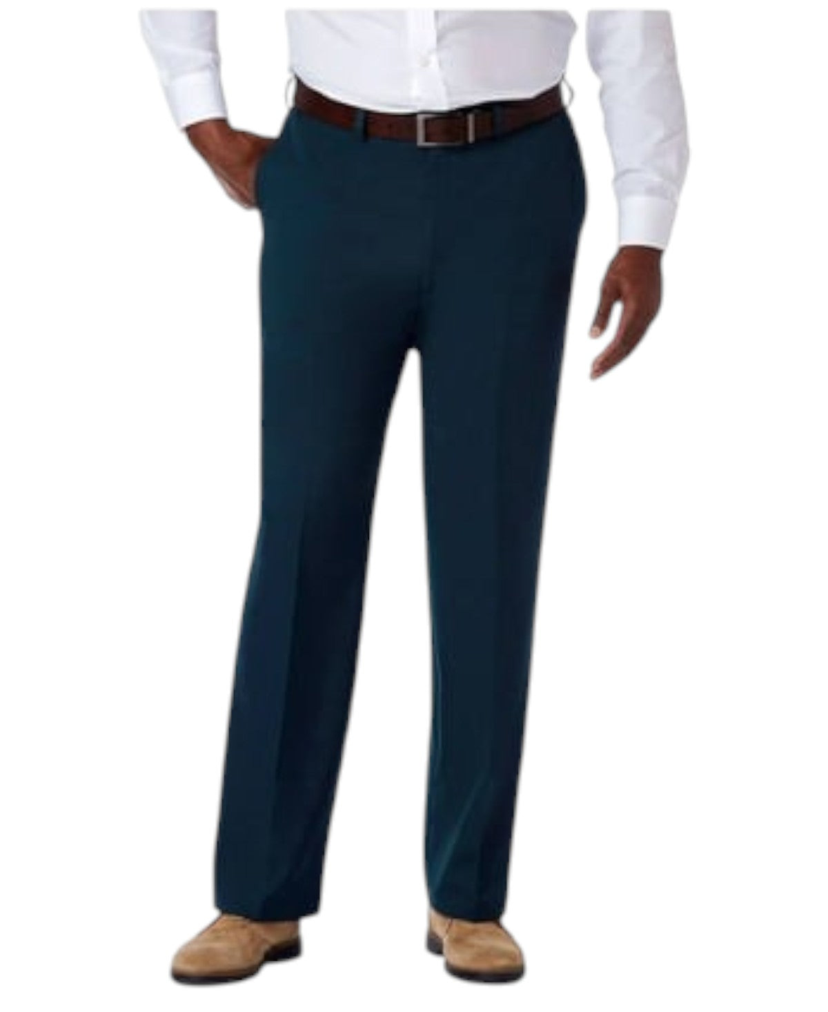 Haggar Mens Classic fit Dress Pants 52 / 30 Navy Blue Solid