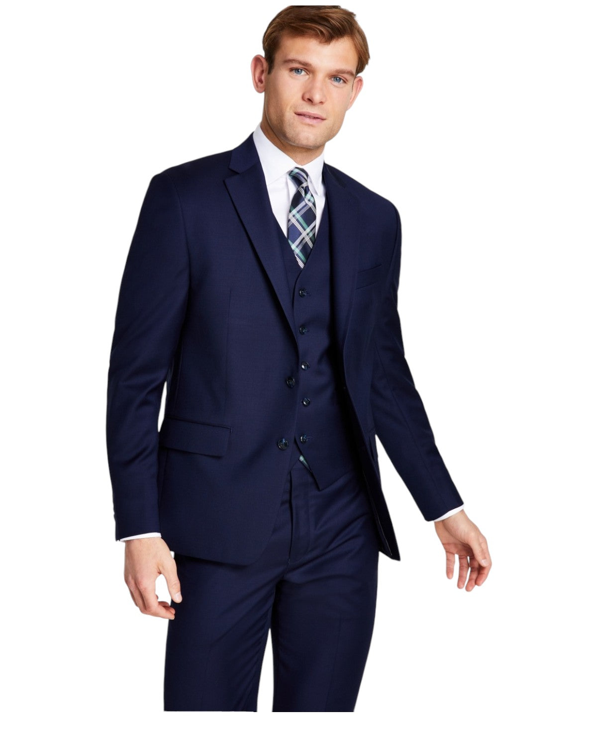 Michael Kors Mens Classic fit Suit Jacket Blazer 38 S Navy Blue Solid Stretch