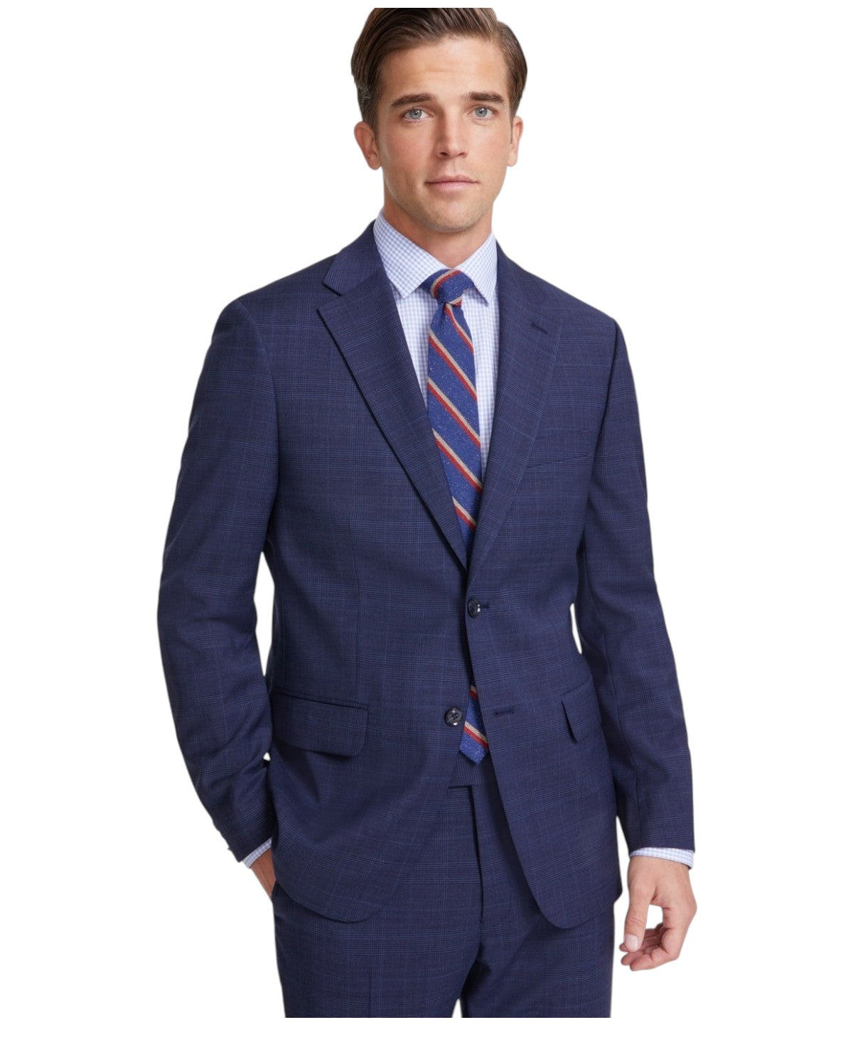 Tommy Hilfiger Mens Modern fit Suit Jacket Blazer 36 R Navy Blue Plaid Stretch