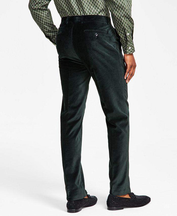 Alfani Mens Slim fit Dress Pants Velvet 32 / 30 Green Solid
