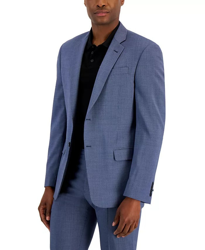 Armani Exchange Mens Slim Fit Navy Shadow Plaid Blazer 42L