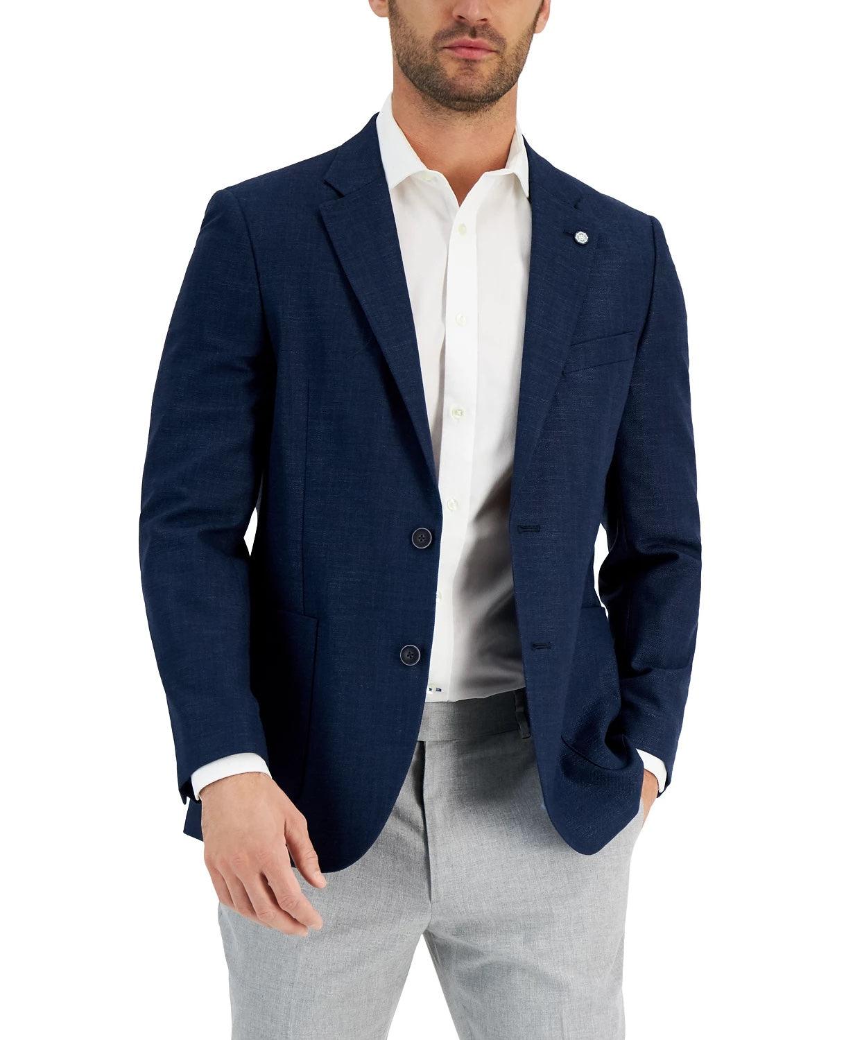 Nautica Mens Modern fit Sport Coat Blazer 42 L Navy Blue Solid Stretch