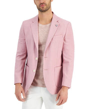 Nautica Mens Modern fit Sport Coat Blazer 46 L Pink Solid Linen