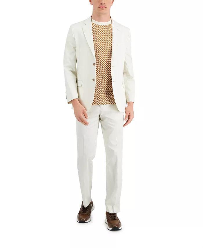 Nautica Men's Modern-Fit White / Cream Cotton Suit 42S / 36 x 32