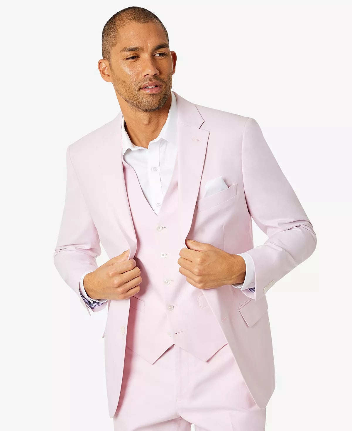 Tommy Hilfiger Mens Modern fit Suit Jacket Blazer 42 L Pink Solid Stretch