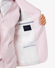 Tommy Hilfiger Mens Chambray Suit Jacket 44L Pink Modern-Fit TH Flex Stretch