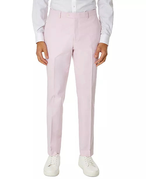 Tommy Hilfiger Mens Modern fit Dress Pants 36 / 32 Pink Solid Stretch