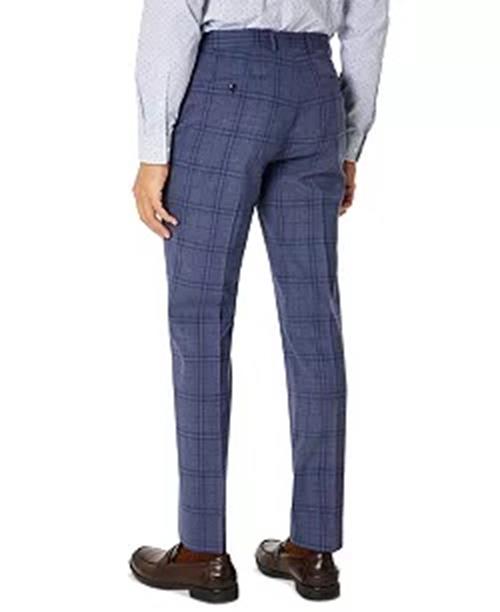 Calvin Klein Men's Slim-Fit Plaid Suit Dress Pants 32 x 32 Blue Plaid