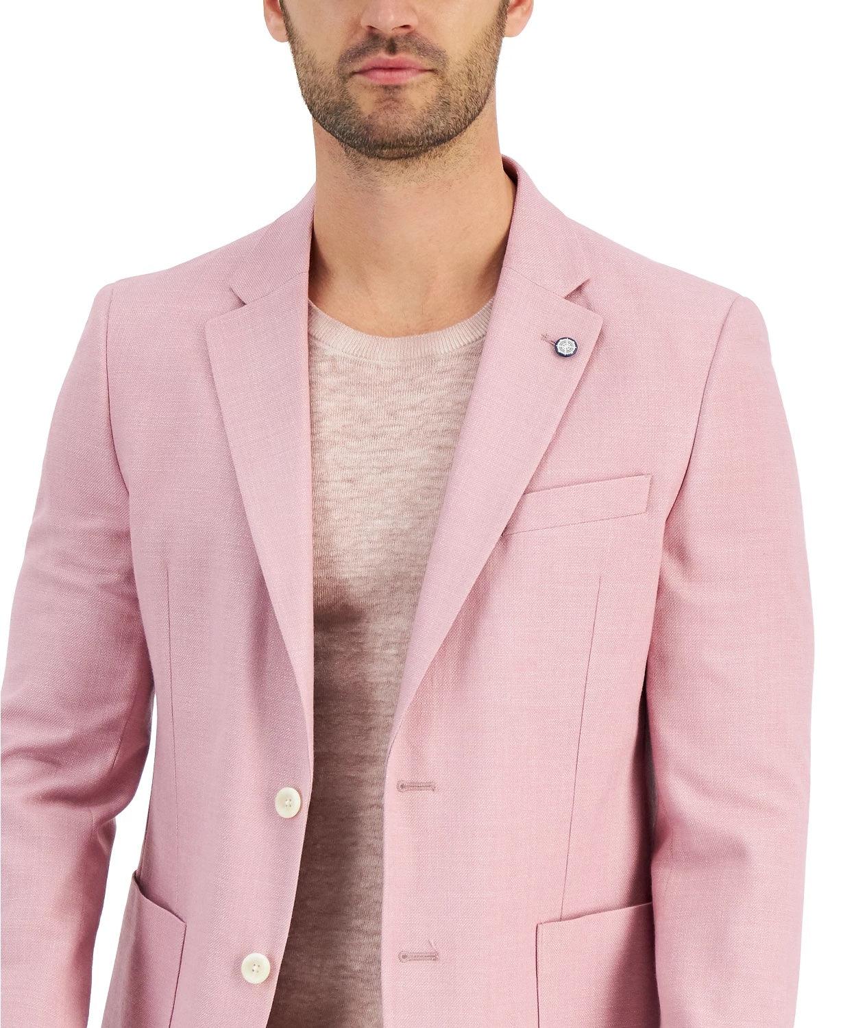 Nautica Mens Modern fit Sport Coat Blazer 46 L Pink Solid Stretch