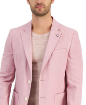 Nautica Mens Modern fit Sport Coat Blazer 46 L Pink Solid Linen