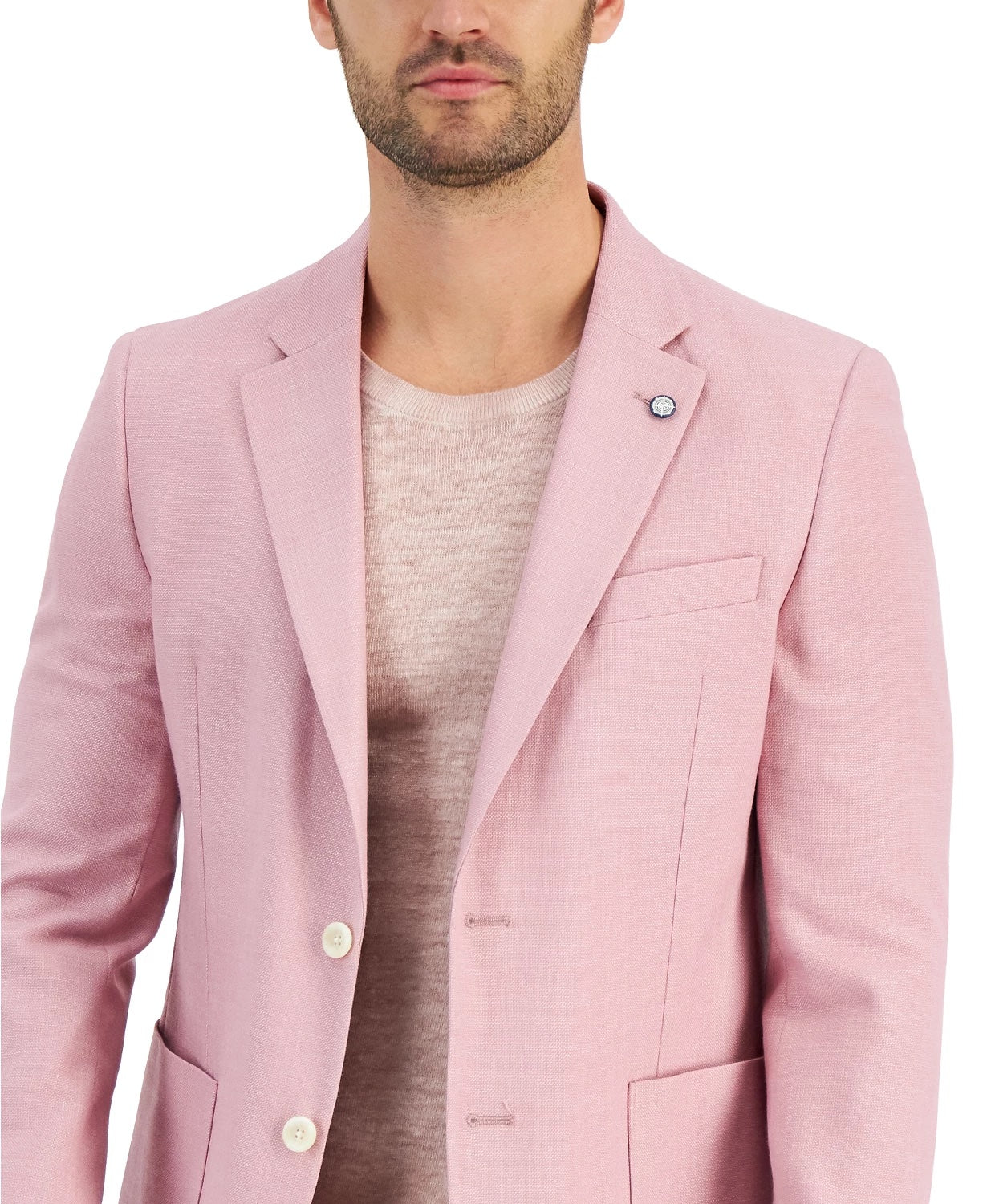 Nautica Mens Modern fit Suit Jacket Blazer 40 R Pink Solid Stretch