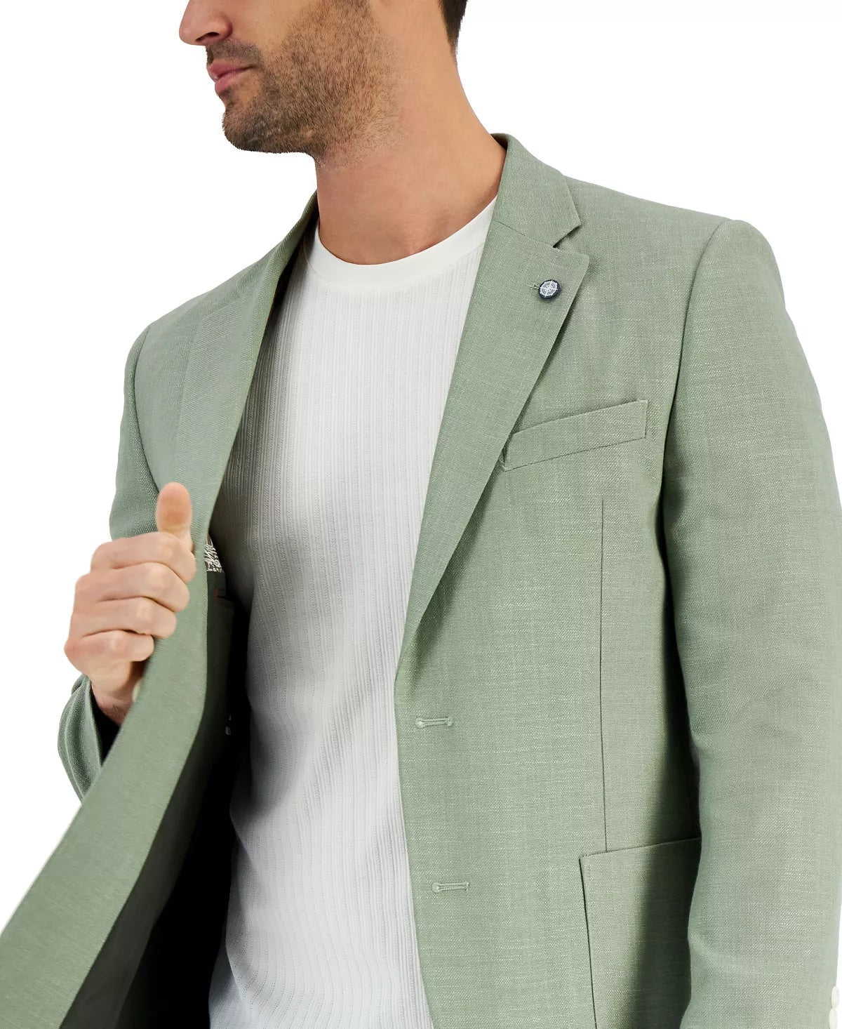 Nautica Men Modern-Fit Active Stretch Structure Weave Sport Coat 44 S Sage Green