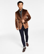 Tallia Mens Brown Velvet Slim Fit Sport Coat 46L