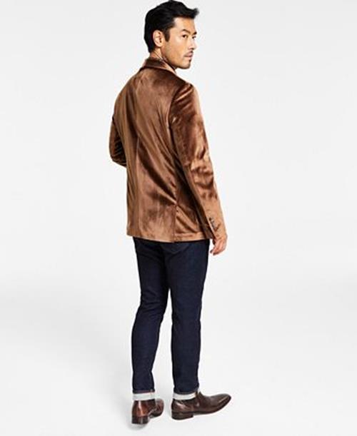 Tallia Mens Brown Velvet Slim Fit Sport Coat 46L