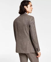 Bar III Men's Slim-Fit Check Suit Jacket Burgundy black Check 40S
