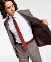 Bar III Mens Slim Fit Suit Separates Pants Burgundy Black 42R