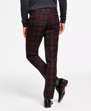 Bar III Mens Slim Fit Dress Pants Burgundy Plaid Dress Pants 32 x 32