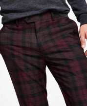 Bar Iii Mens Slim fit dress Pants 38 / 26 Burgundy Plaid