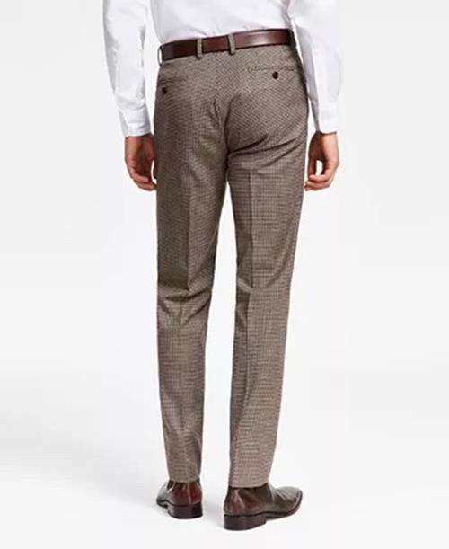 Bar Iii Men's Slim Fit Check Suit Dress Pants Burgundy Black Check 31 x 30