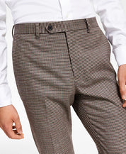 Bar Iii Men's Skinny Fit Check Suit Dress Pants Burgundy Black Check 33 x 32