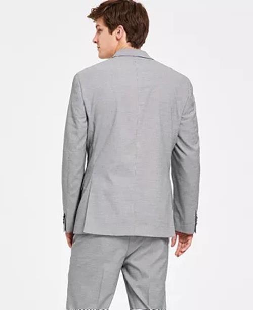 ALFANI Mens Slim Fit Black and White Plaid Suit Jacket 44L Two Button