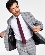 ALFANI Men's Slim-Fit Black & White Pattern Suit Jacket 44S