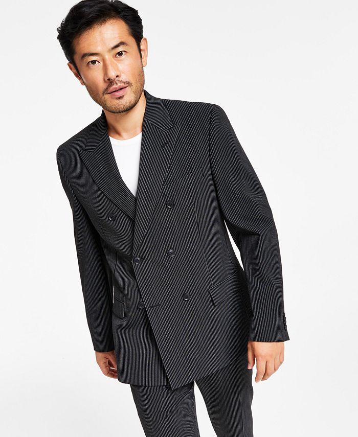 Alfani Men's Slim-Fit Black White Pinstripe Suit Jacket 38S