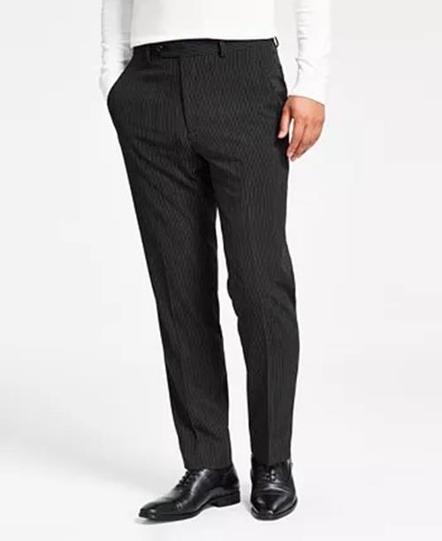 Alfani Mens Slim Fit Dress Pants Black White Pin Stripes 31 x 30
