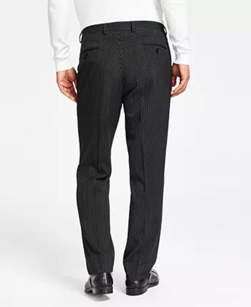 Alfani Mens Slim Fit Dress Pants Black White Pin Stripes 31 x 30
