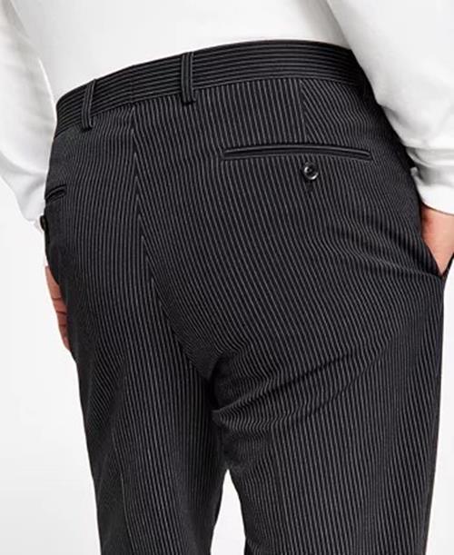 Alfani Mens Slim Fit Dress Pants Black White Pin Stripes 31 x 30