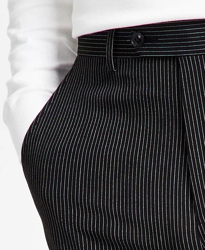 Alfani Mens Slim Fit Dress Pants Black White Pin Stripes 31 x 30