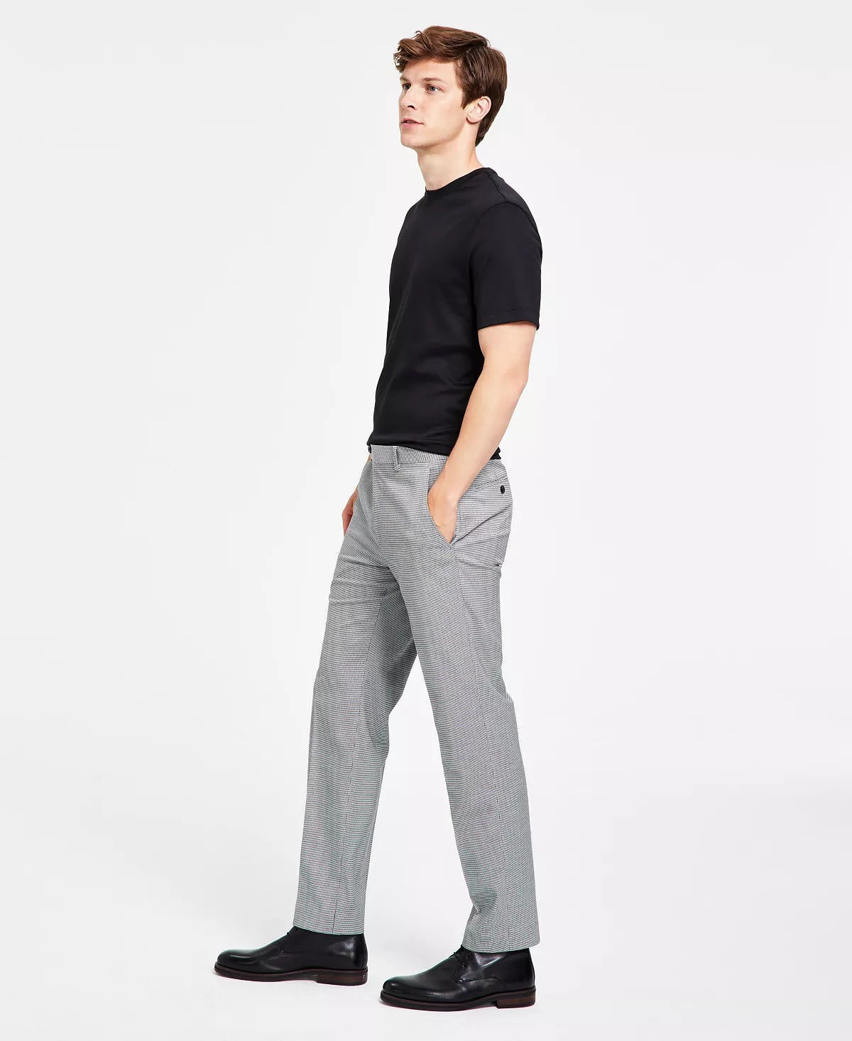 Alfani Mens Houndstooth Slim Suit Dress Pants Black White 32 x 30