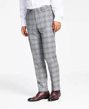 Alfani Mens Slim Fit Black White Plaid Dress Pants 33 x 32