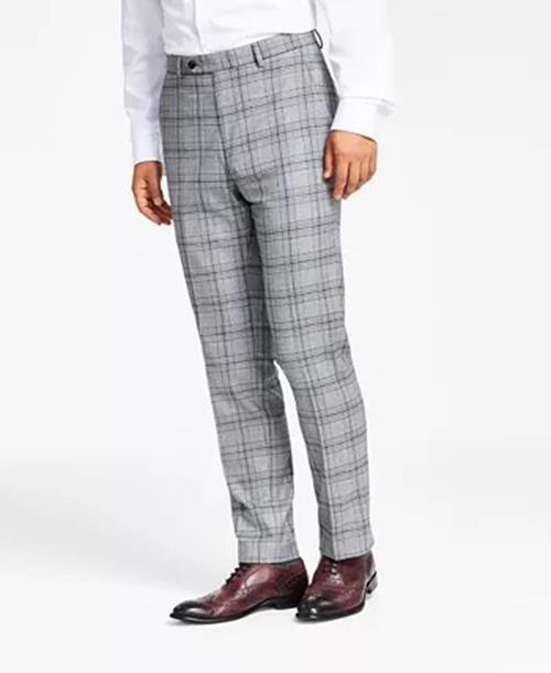 Alfani Mens Slim-Fit Suit Pants Black White Plaid 34 x 32